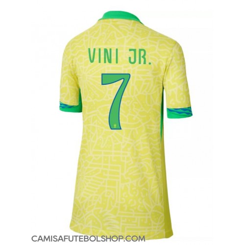 Camisa de time de futebol Brasil Vinicius Junior #7 Replicas 1º Equipamento Feminina Copa America 2024 Manga Curta